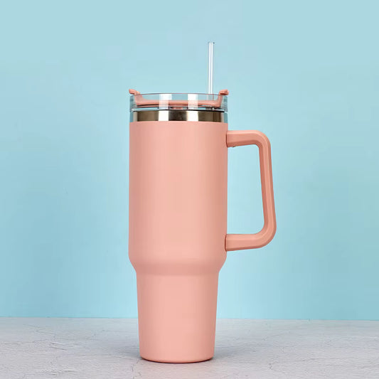 40oz Tumbler with Handle Sublimation Lid Stainless Steel Travel Mug Water Bottle with Straw Insulated Vacuum Splashproof Cup