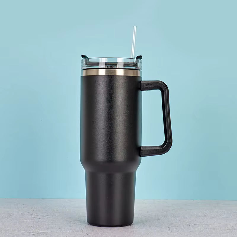 40oz Tumbler with Handle Sublimation Lid Stainless Steel Travel Mug Water Bottle with Straw Insulated Vacuum Splashproof Cup