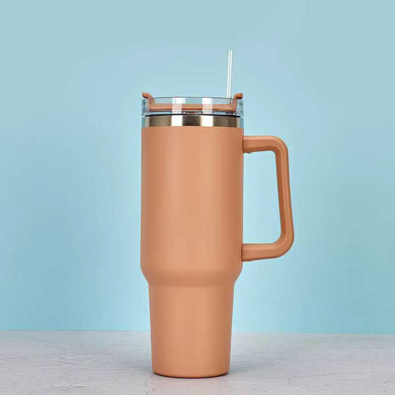 40oz Tumbler with Handle Sublimation Lid Stainless Steel Travel Mug Water Bottle with Straw Insulated Vacuum Splashproof Cup