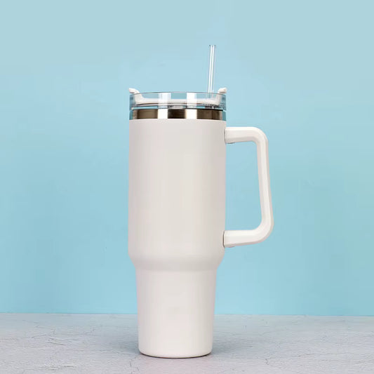 40oz Tumbler with Handle Sublimation Lid Stainless Steel Travel Mug Water Bottle with Straw Insulated Vacuum Splashproof Cup